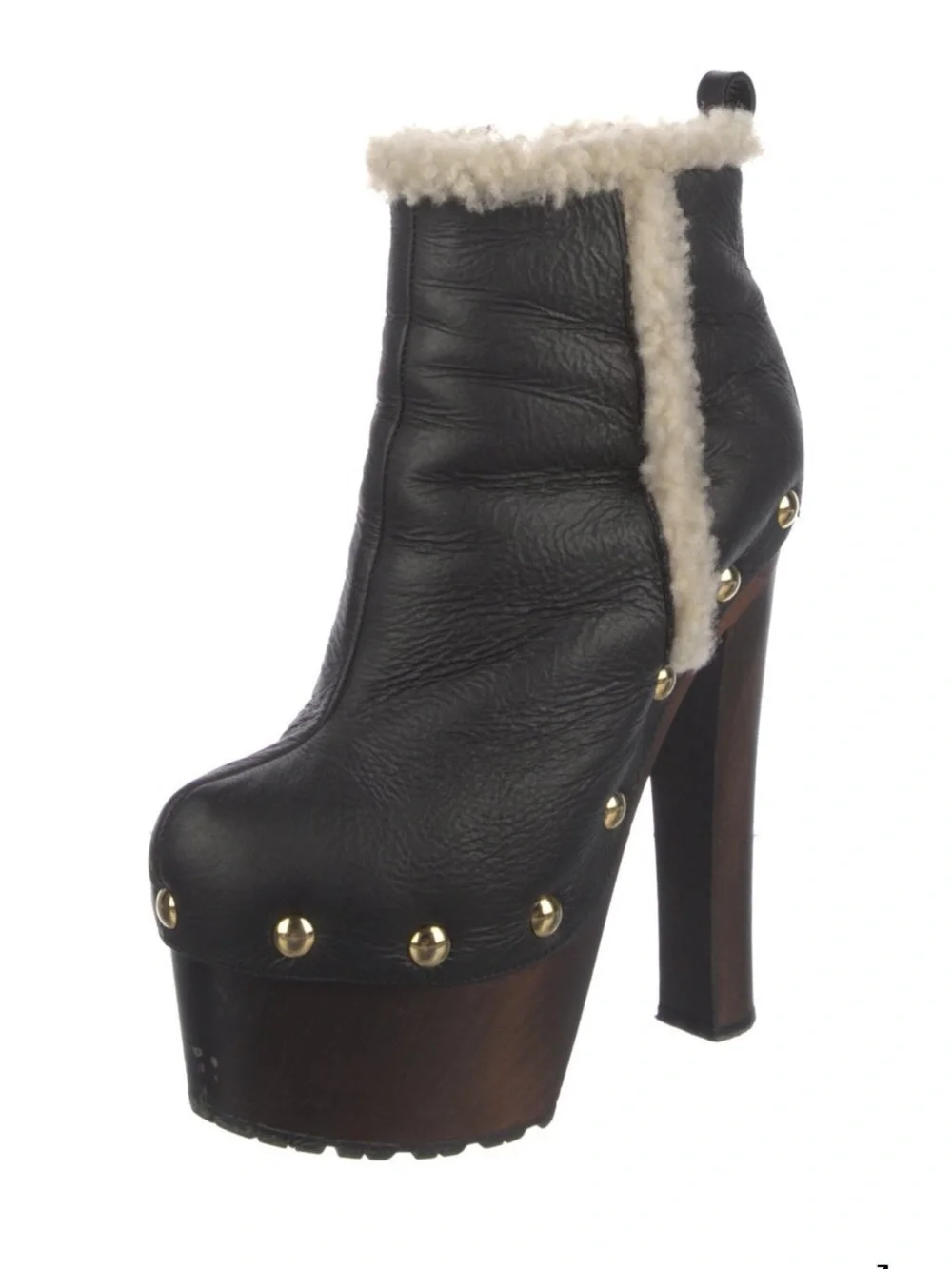 Giuseppe Zanotti Leather Shearling Platform Ankle Boots | IT 38 / US 8